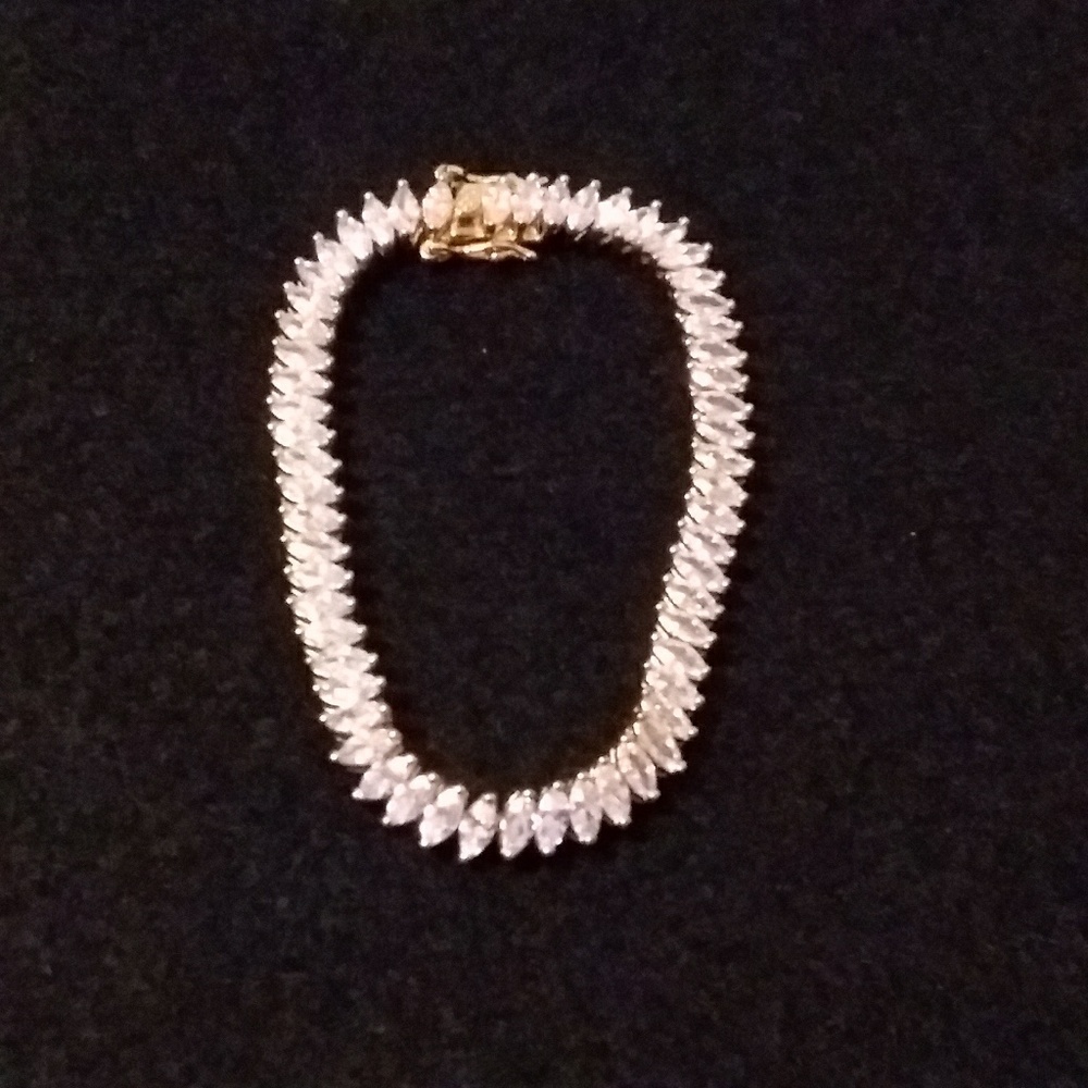 Seta Tennis Bracelet Gold Plated Marquise Cut